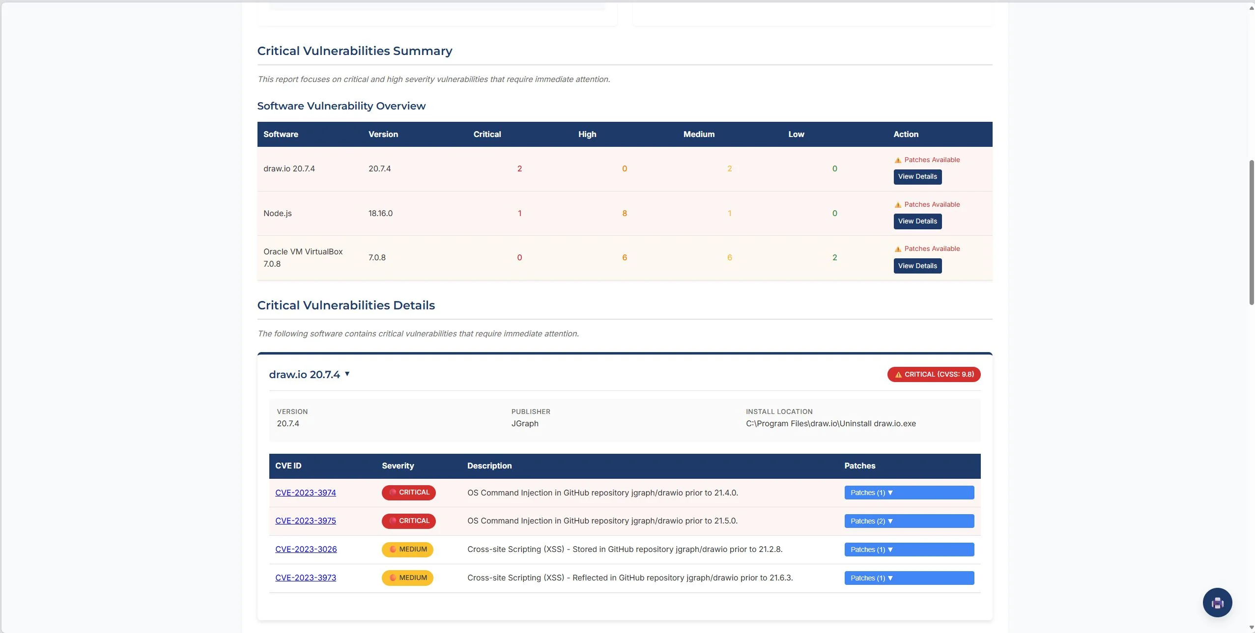 Risk report summary
